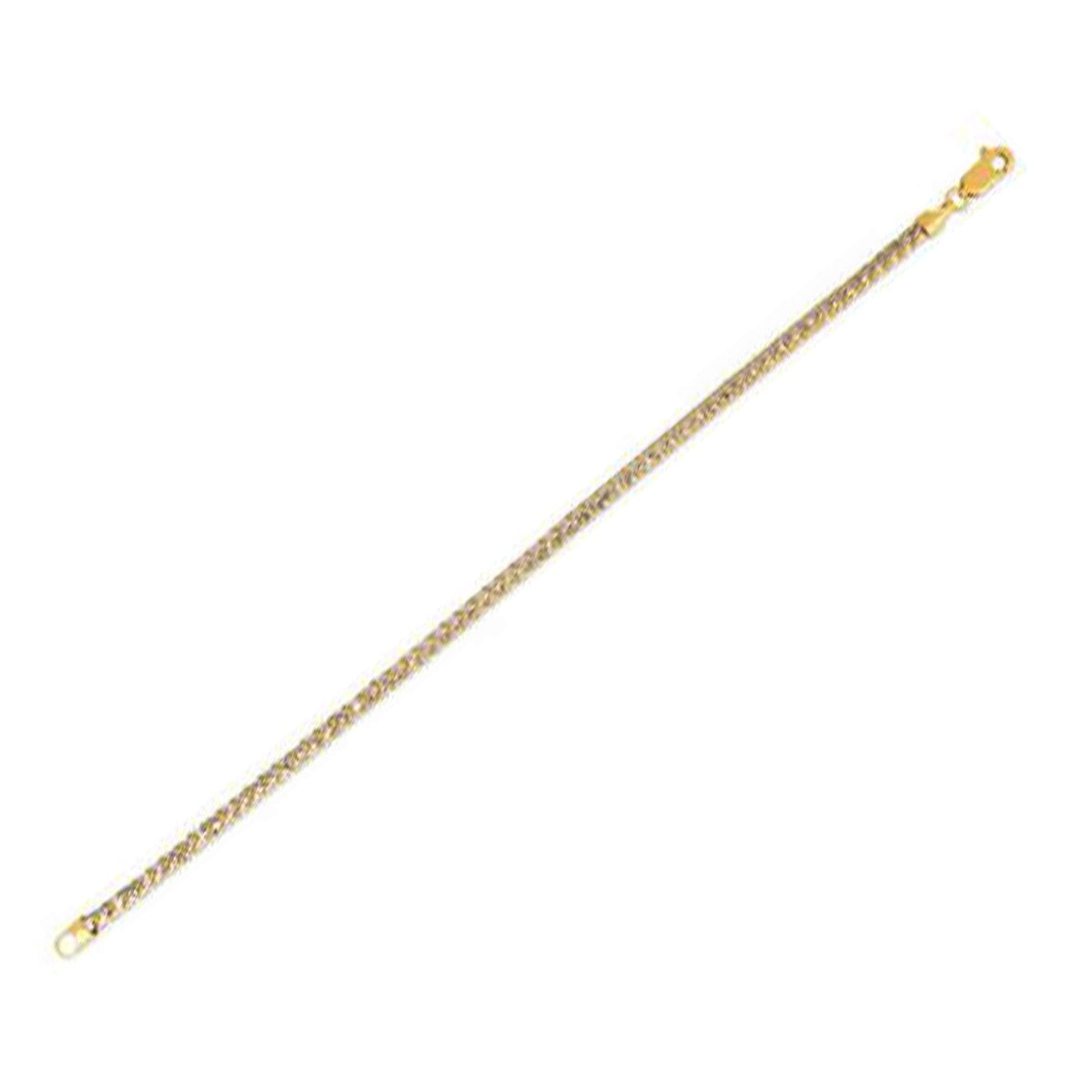 Pulsera de cadena Franco con pavé redondo en oro amarillo de 14 quilates (3,1 mm)