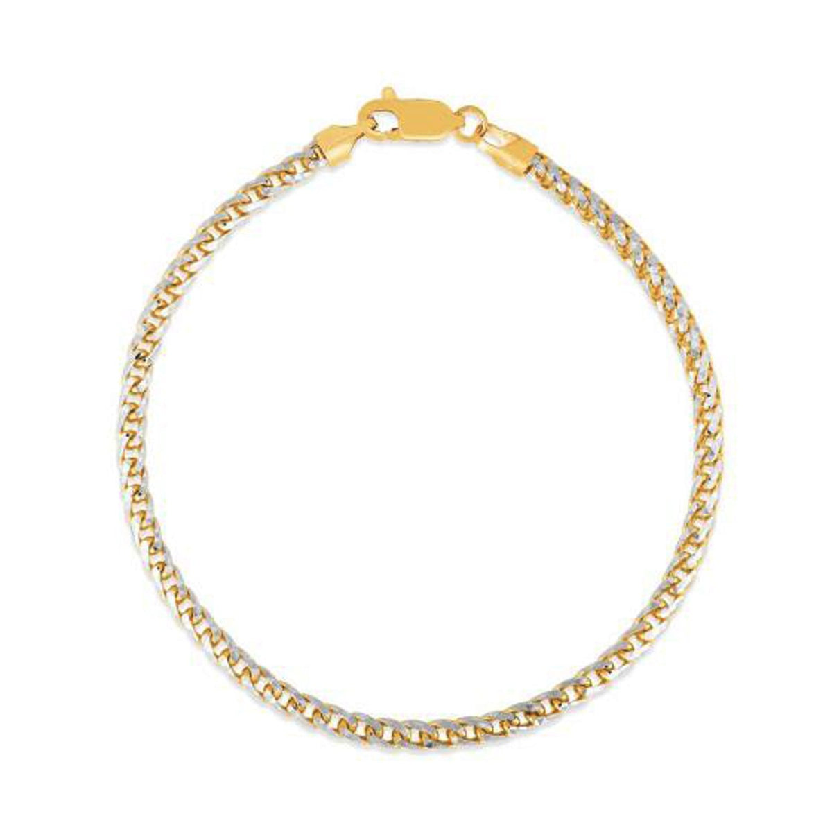 Pulsera de cadena Franco con pavé redondo en oro amarillo de 14 quilates (3,1 mm)