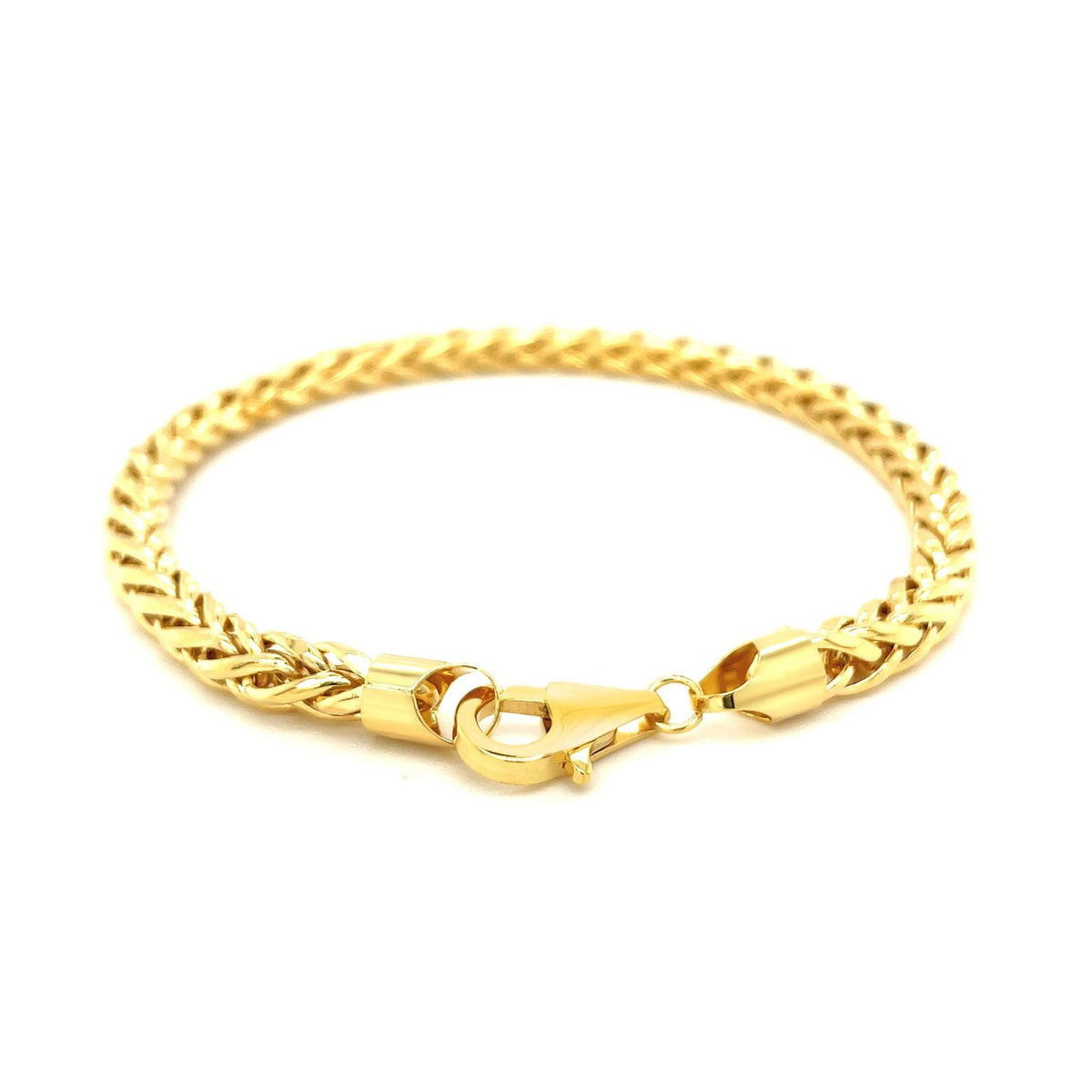 Pulsera Franco redonda de oro amarillo de 14k con corte de diamante (5.30 mm)