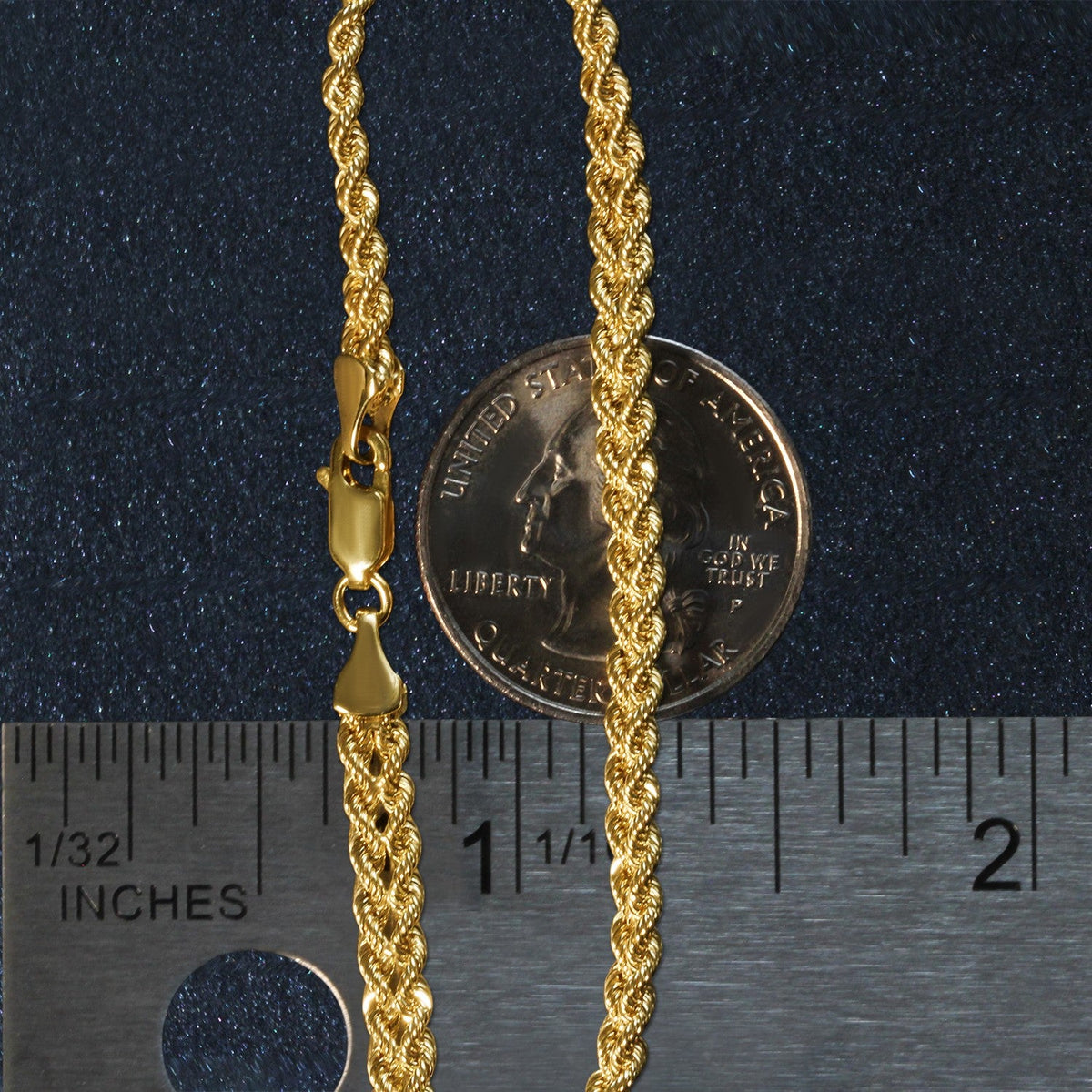 Pulsera de cadena de cuerda doble en oro amarillo de 10k