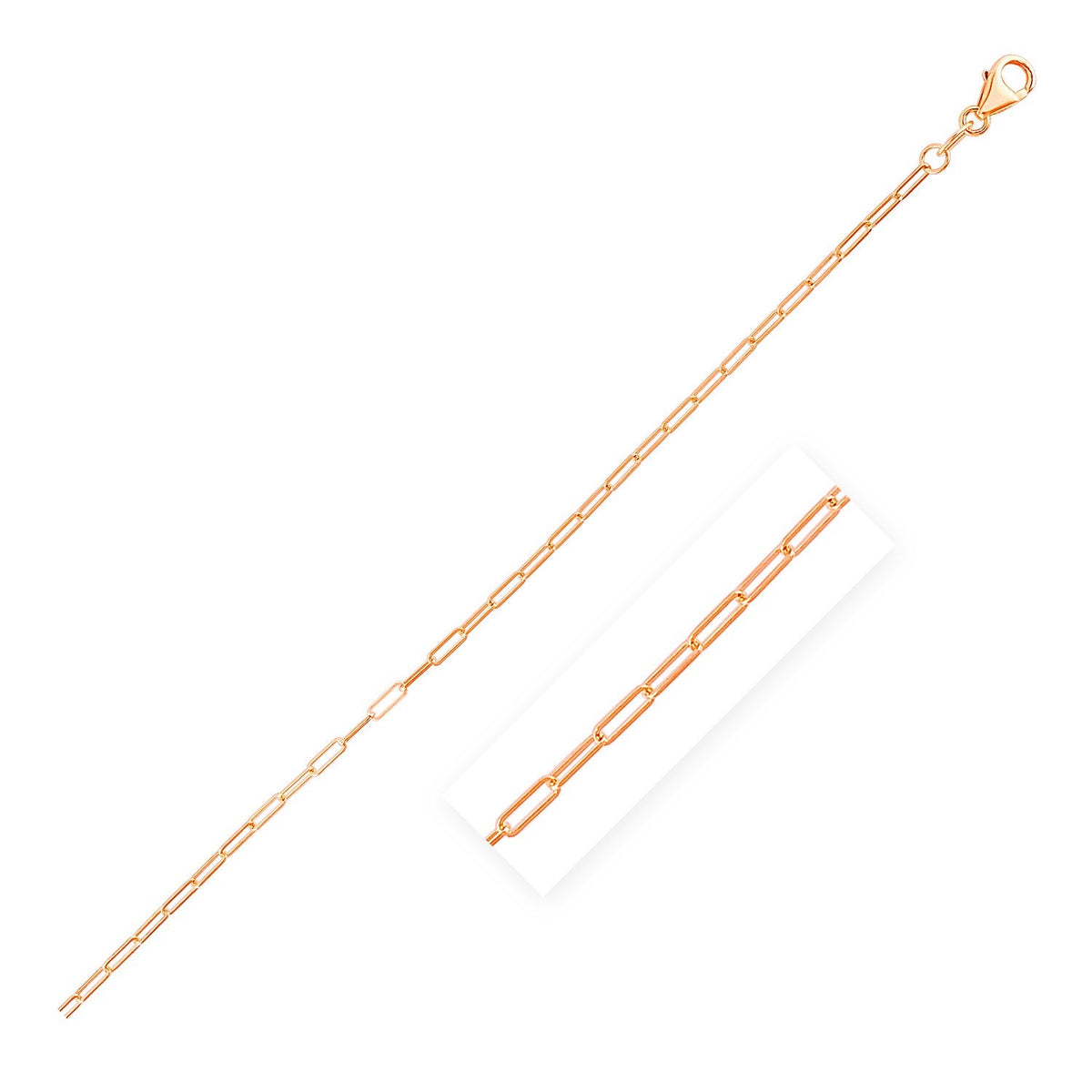 Cadena de eslabones tipo clip fina de oro rosa de 14 K (1,50 mm)