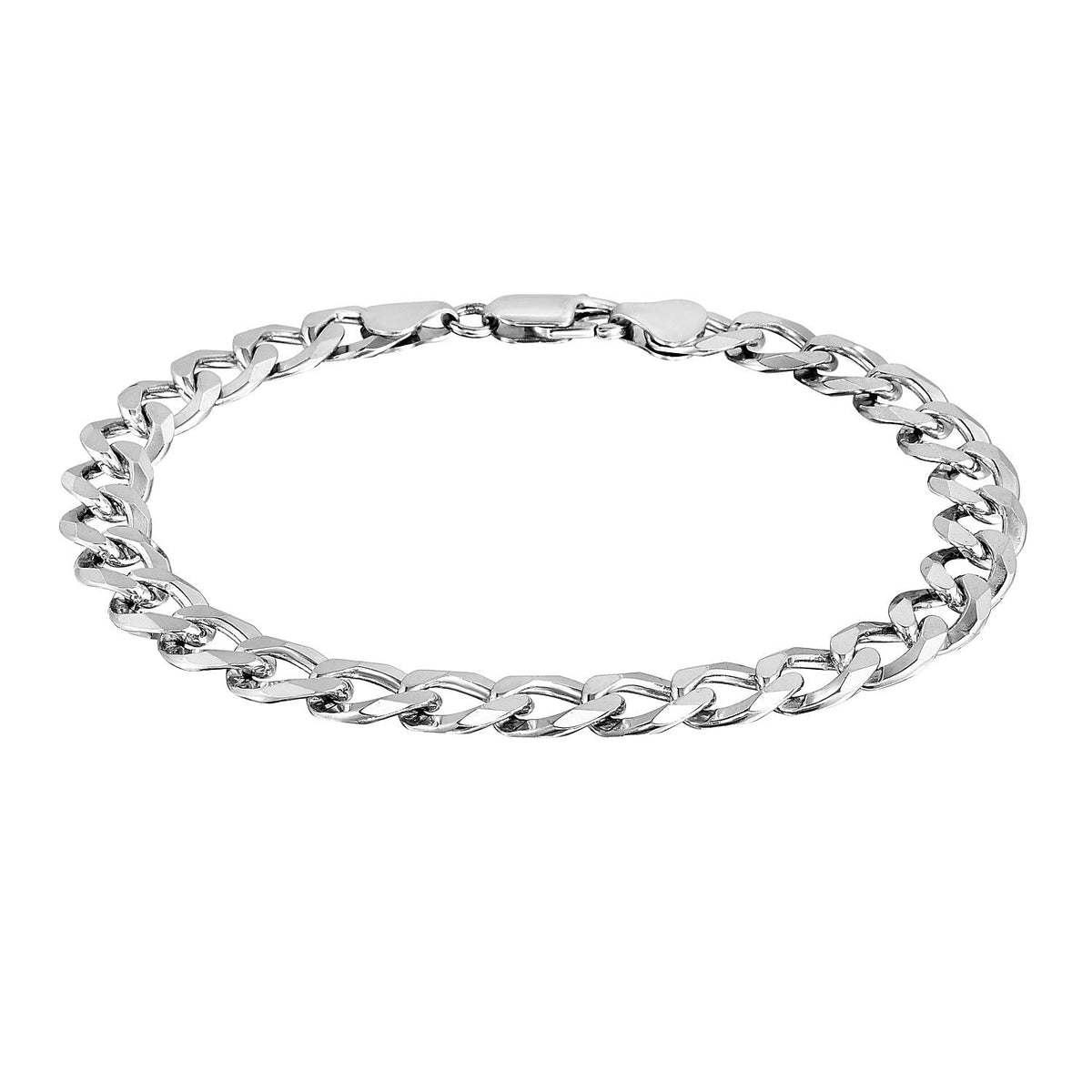 Pulsera de plata de ley con baño de rodio y estilo de cadena cubana (8,40 mm)