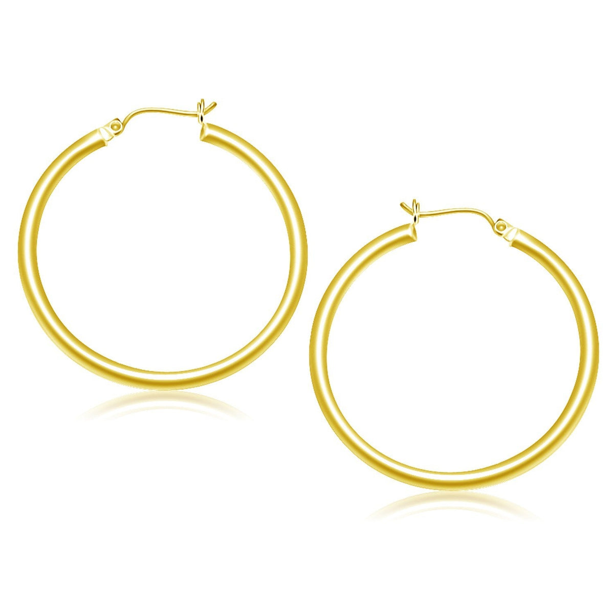 Pendientes de aro pulidos en oro amarillo de 10 quilates (3x40 mm)