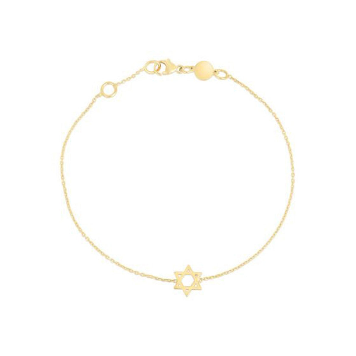Pulsera de Oro Amarillo de 14k con Estrella de David