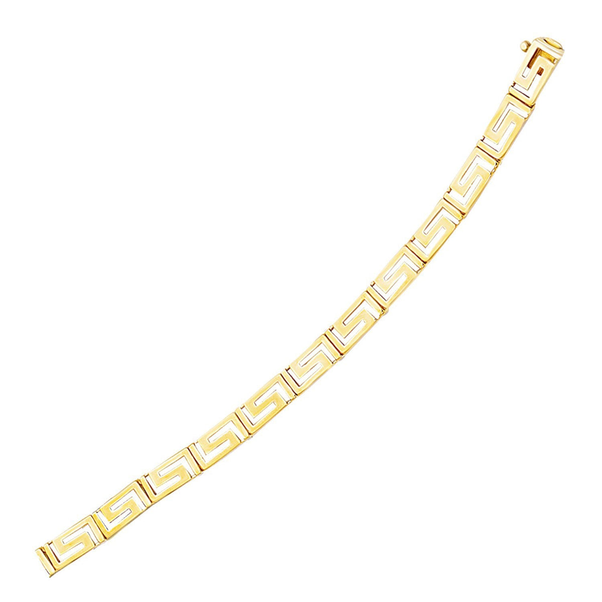 Pulsera de oro amarillo de 14 quilates con motivo de greca elegante