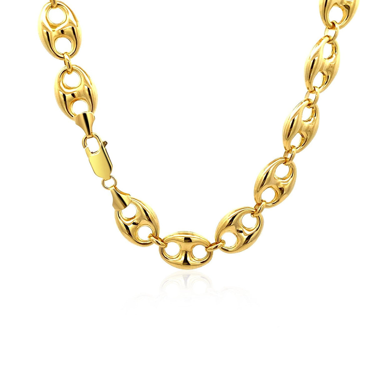 Cadena de eslabones tipo marinero inflados de oro amarillo de 14 quilates (11.00 mm)