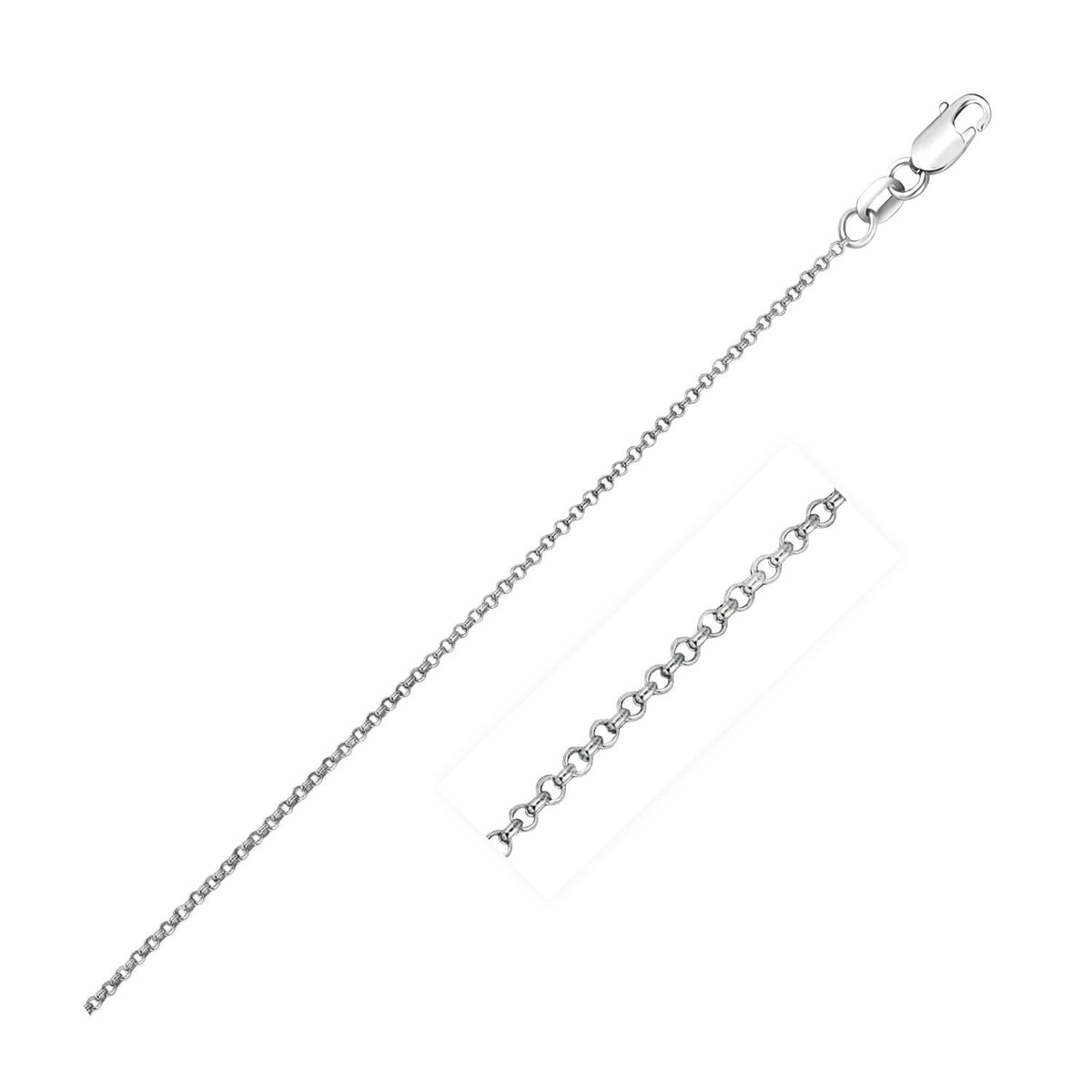 Cadena Rolo de oro blanco de 14k con corte de diamante (1.10 mm)