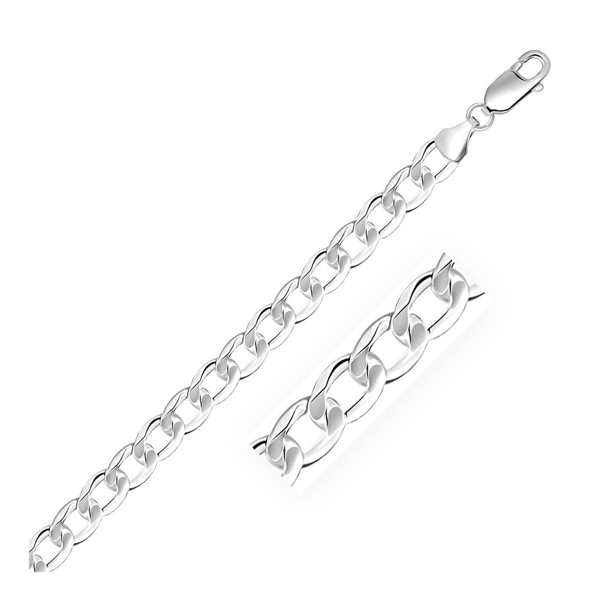 Pulsera de plata de ley estilo barbada con baño de rodio (7,90 mm)