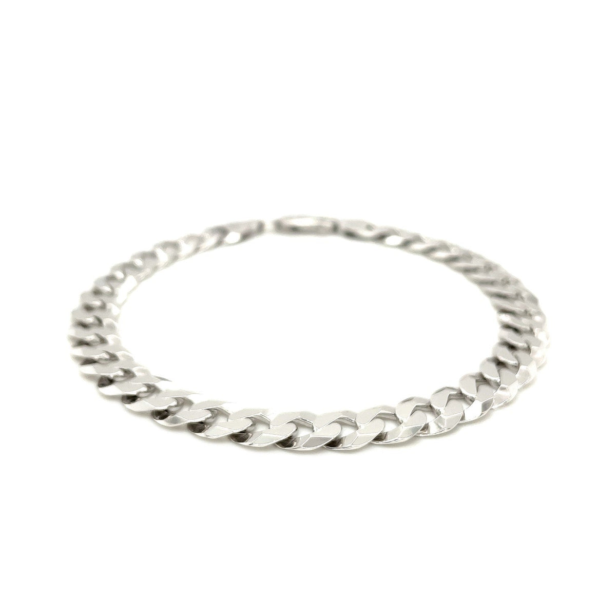 Pulsera de plata de ley estilo barbada con baño de rodio (7,90 mm)