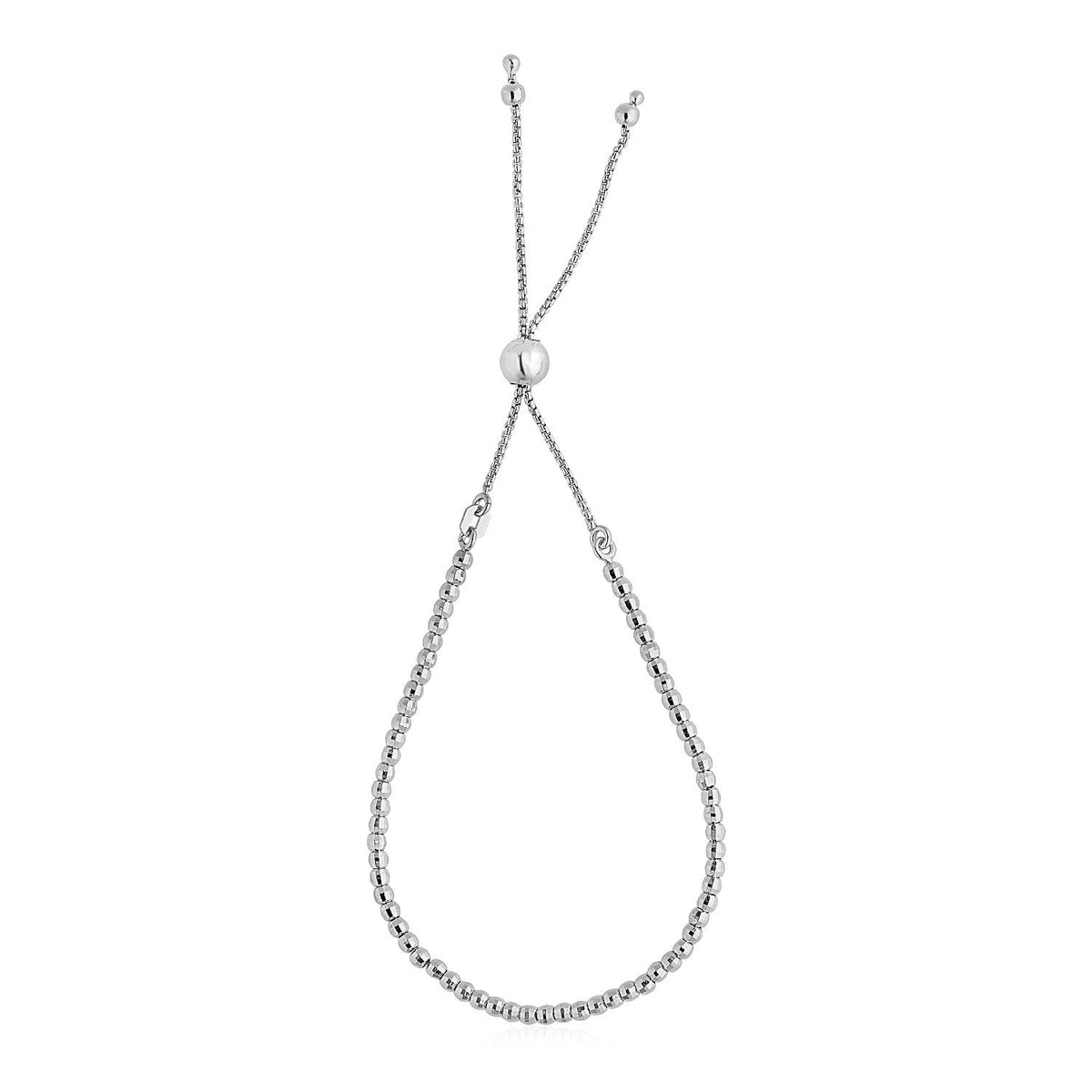 Pulsera ajustable de cuentas finas brillantes en plata de ley (1,50 mm)