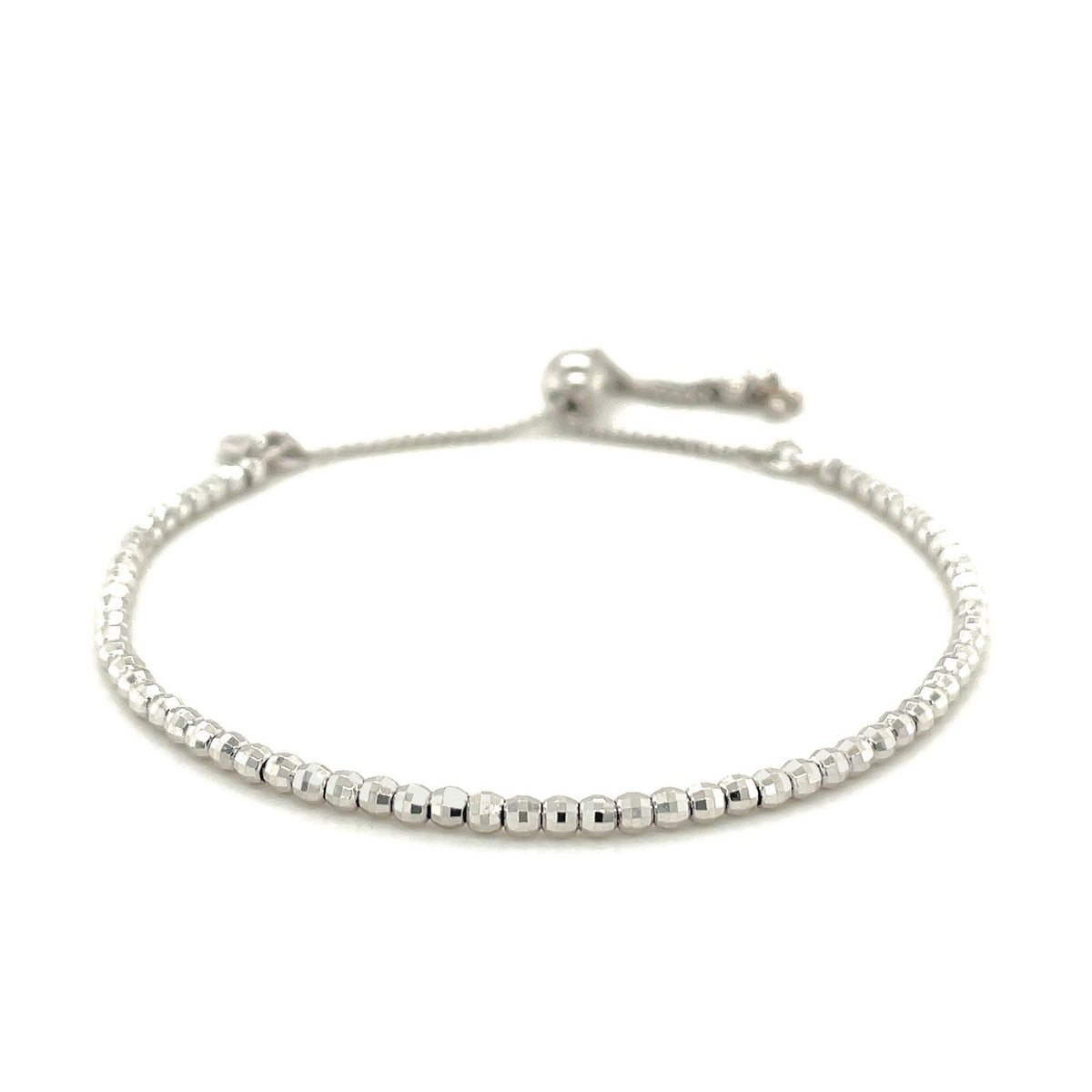 Pulsera ajustable de cuentas finas brillantes en plata de ley (1,50 mm)