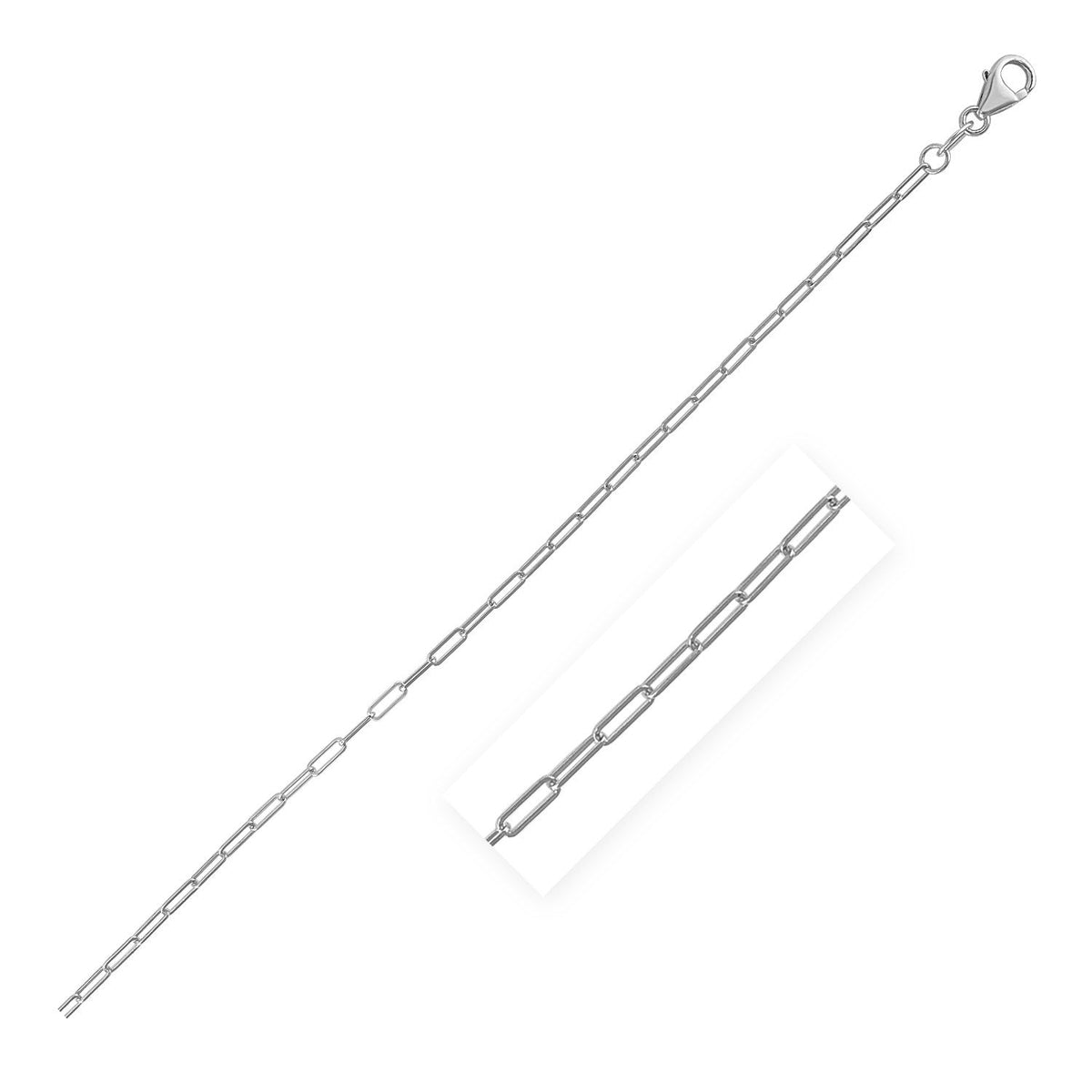 Cadena de eslabones tipo clip de oro blanco de 14 quilates (1.50 mm)