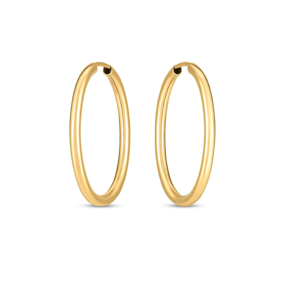 Pendientes de aro ovalados infinitos de oro amarillo de 14k (2x25mm)