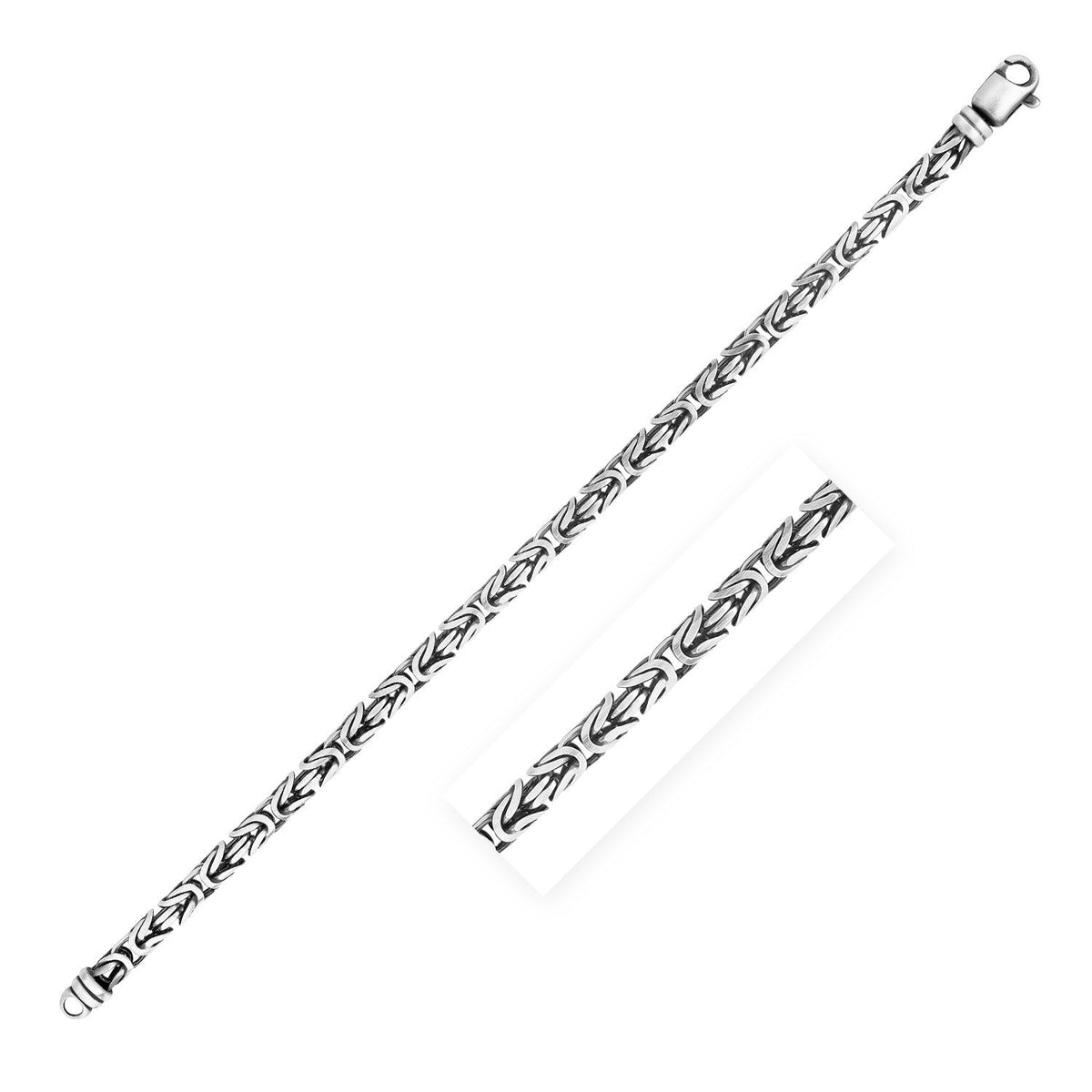 Pulsera de cadena bizantina en plata de ley con acabado en color plomo