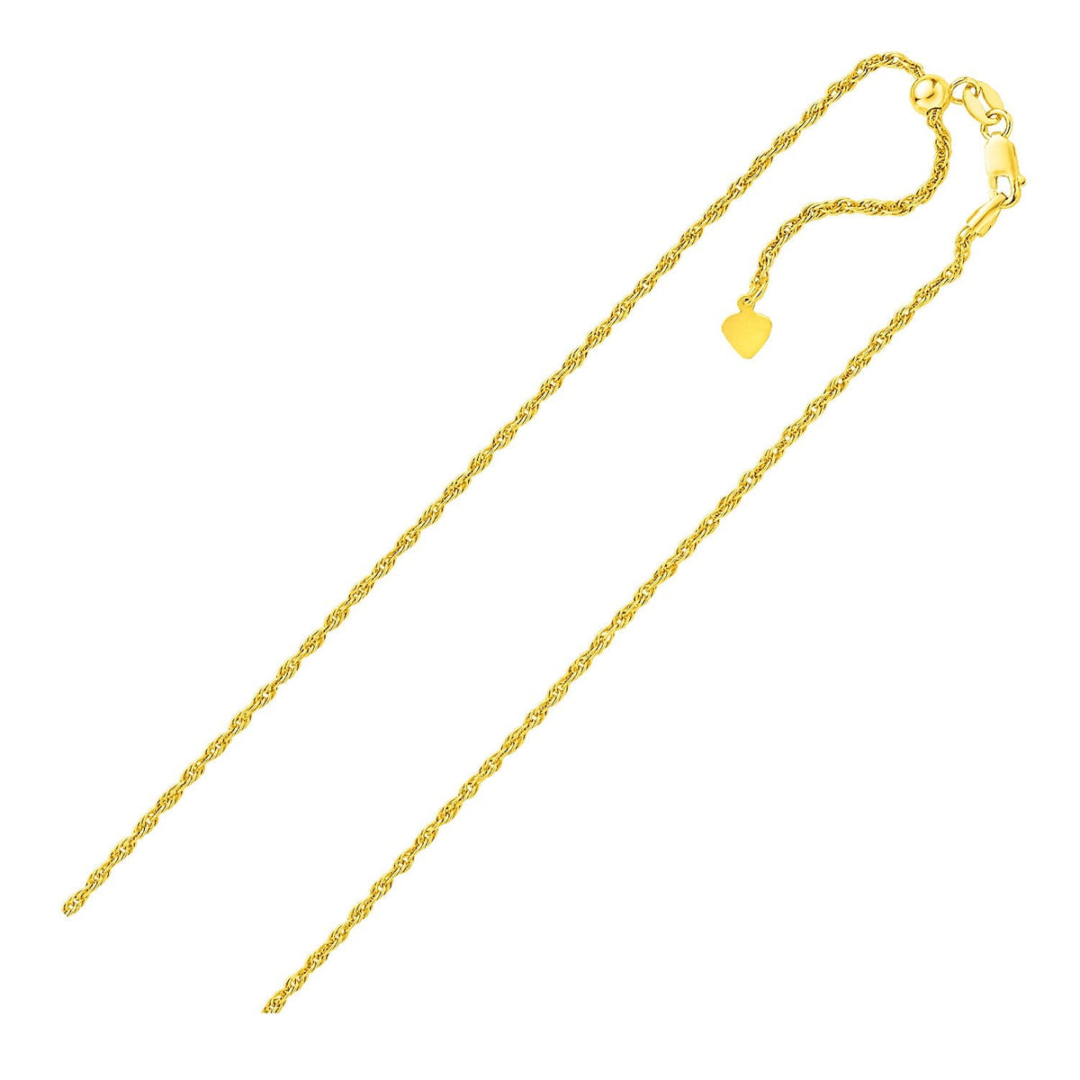 Cadena tipo cuerda ajustable de plata esterlina con acabado en oro amarillo de 1,5 mm (1,50 mm)