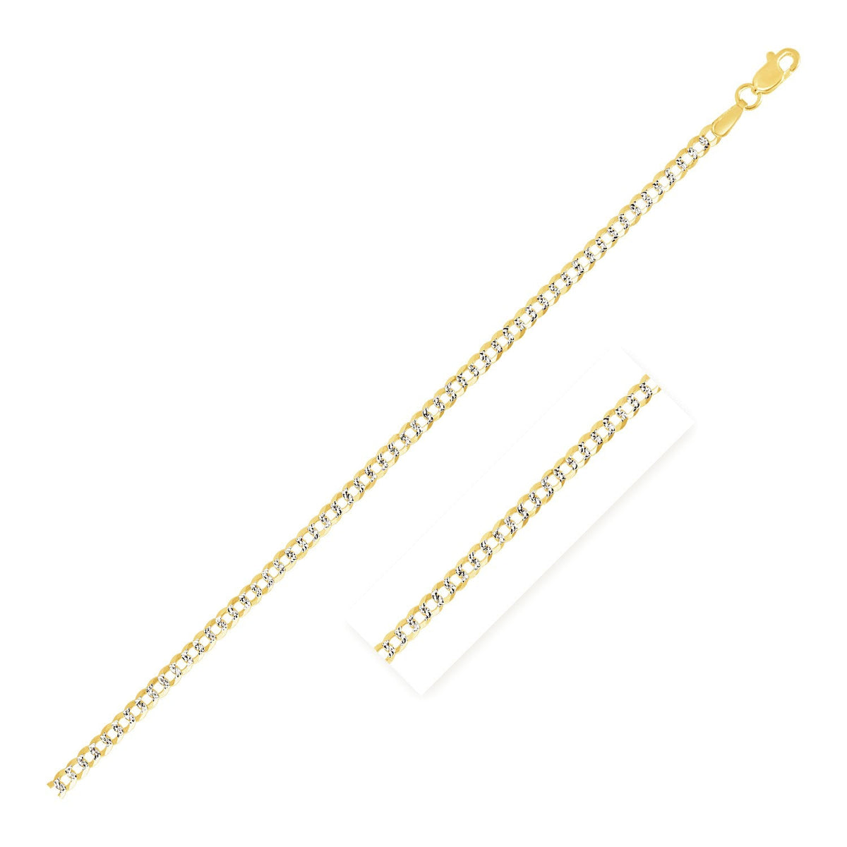 Cadena tipo cubana pavé en oro de dos tonos de 14k (2.60 mm)