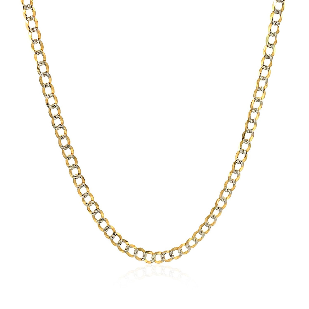 Cadena tipo cubana pavé en oro de dos tonos de 14k (2.60 mm)