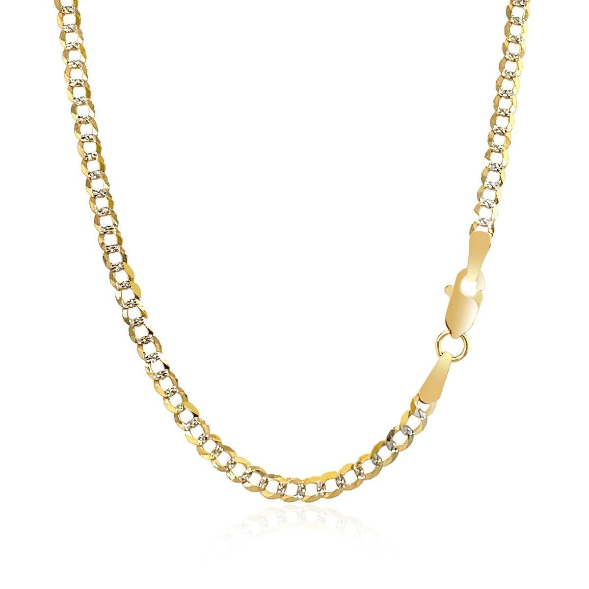 Cadena tipo cubana pavé en oro de dos tonos de 14k (2.60 mm)