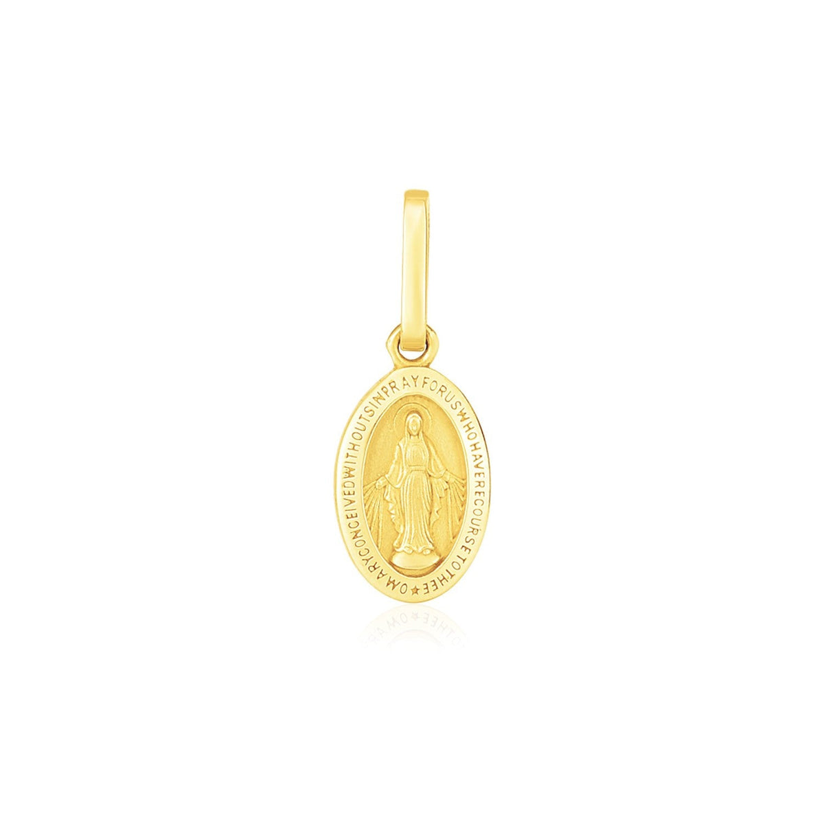 Colgante de medalla religiosa ovalada de oro amarillo de 14 quilates