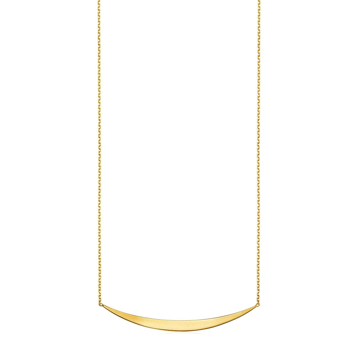 14k Yellow Gold Necklace with Polished Curved Bar Pendant