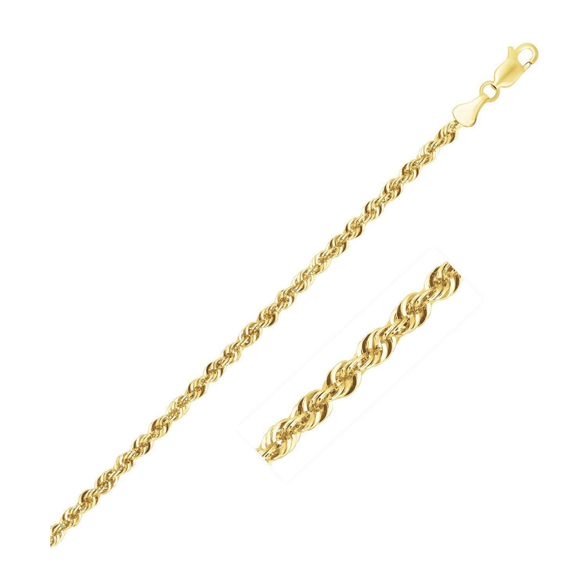 Pulsera de cadena tipo cuerda ligera en oro amarillo de 10k (2.5 mm)