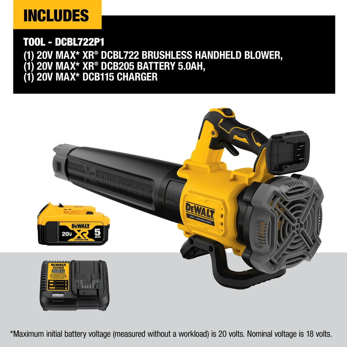 DEWALT® DCBL722P1 20V MAX* XR® Brushless Cordless Handheld Blower