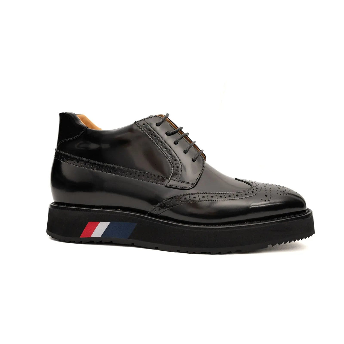 Black Platform Cow Leather Derby Shoes