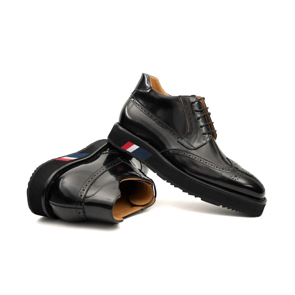 Black Platform Cow Leather Derby Shoes