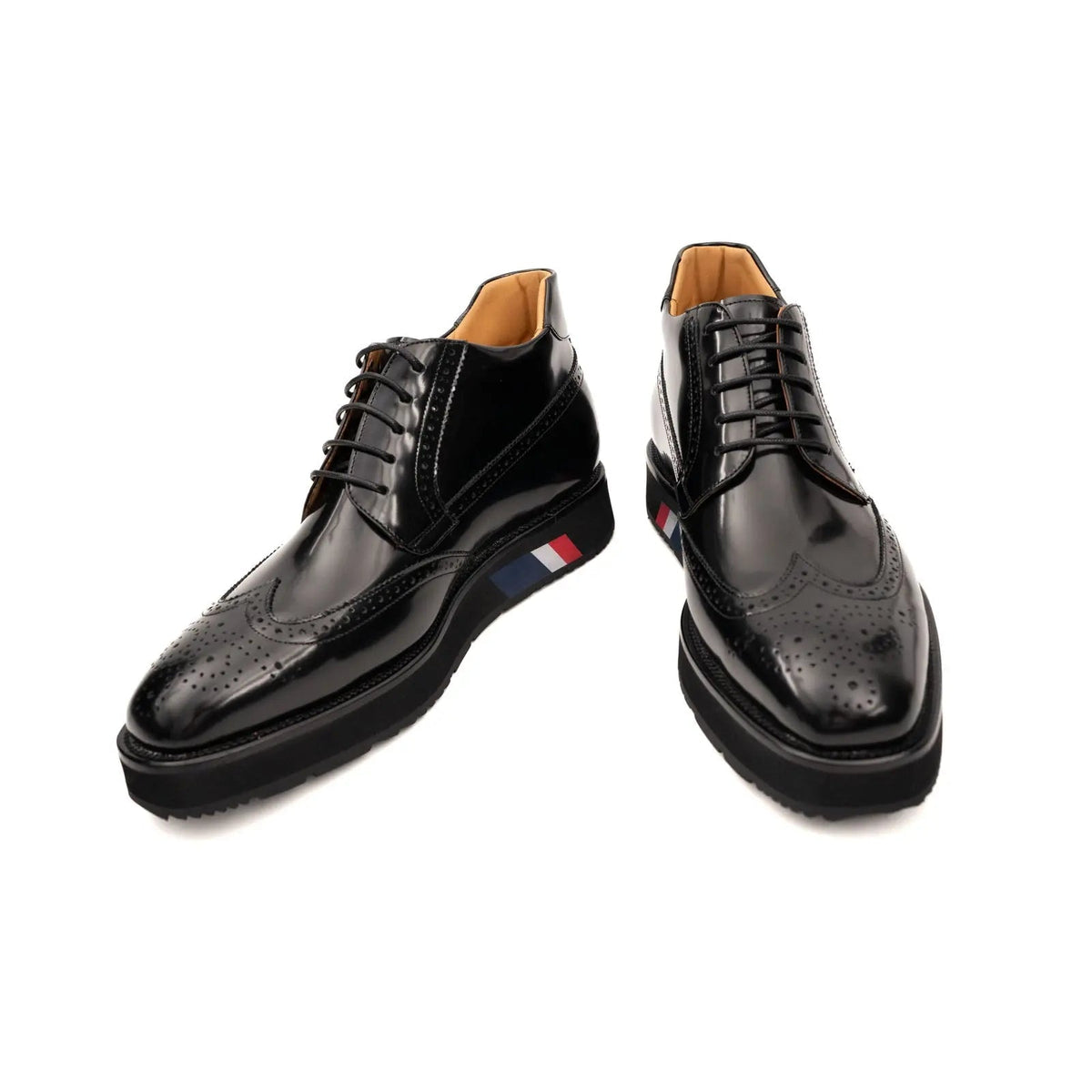 Black Platform Cow Leather Derby Shoes