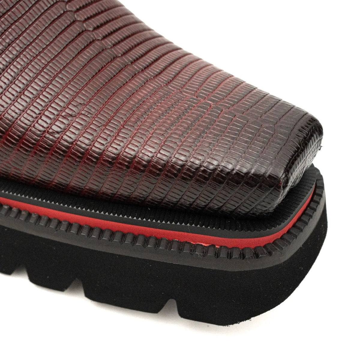 Burgundy Lizard-Embossed Cow Leather Monk Shoes