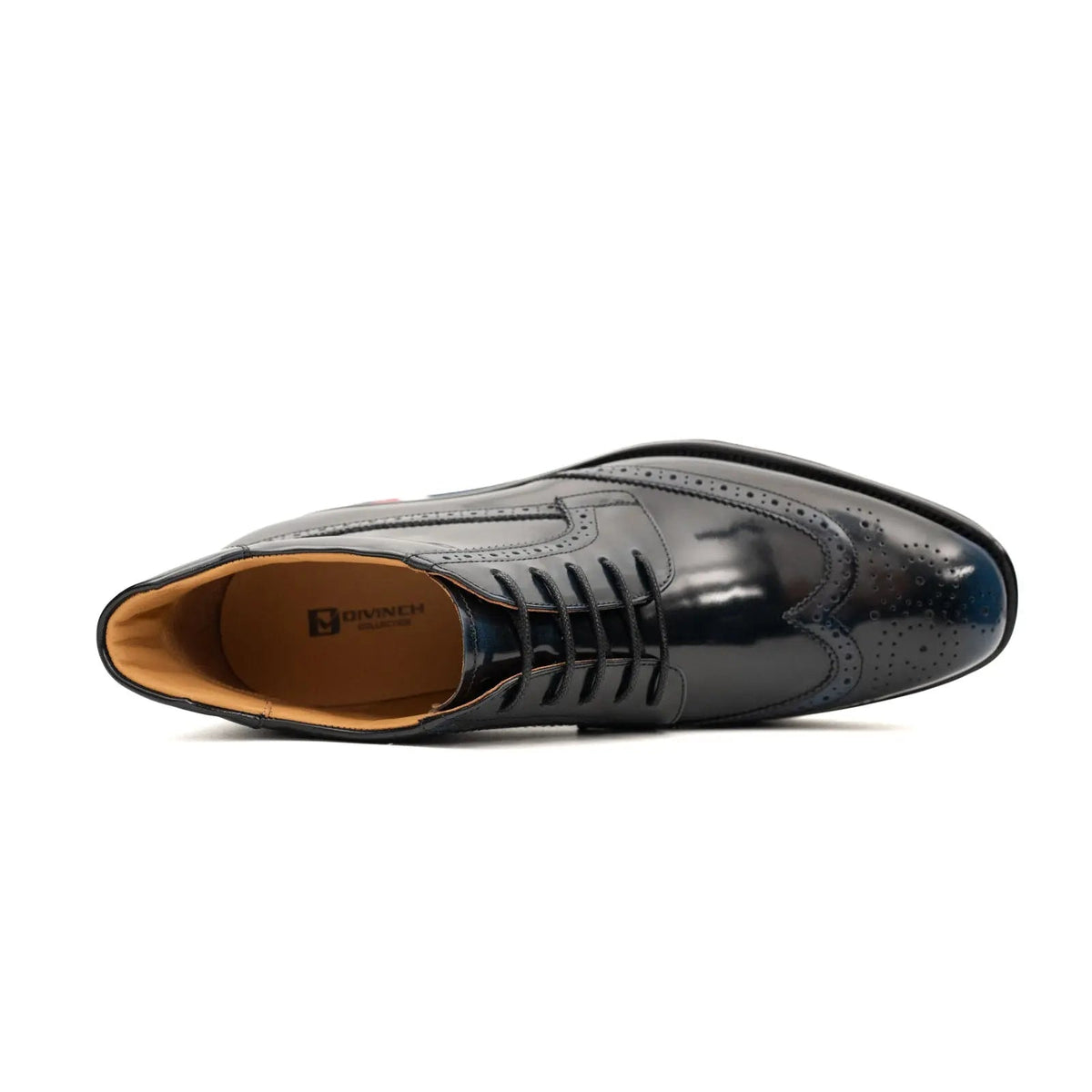 Blue-Black Platform Cow Leather Derby Shoes