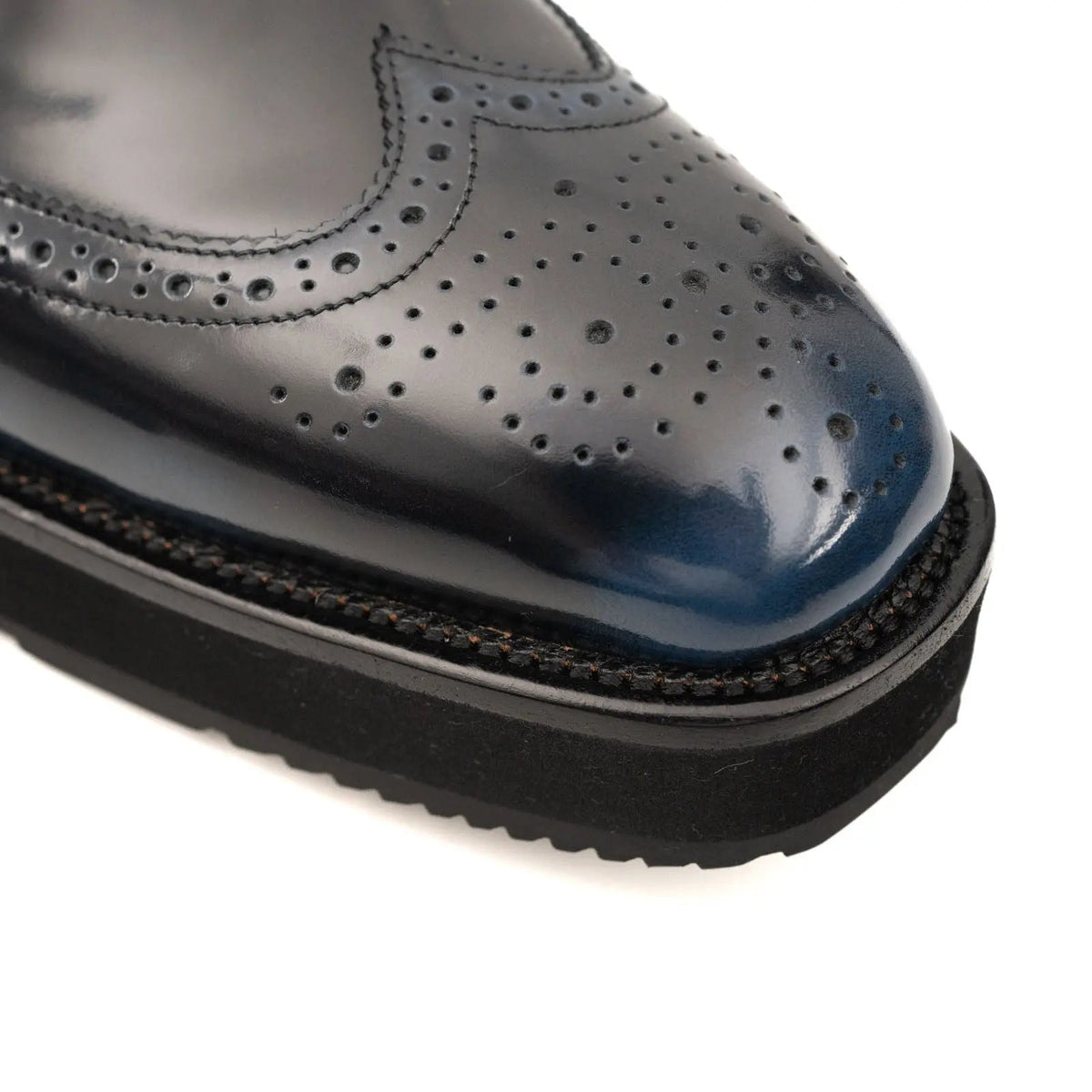 Blue-Black Platform Cow Leather Derby Shoes