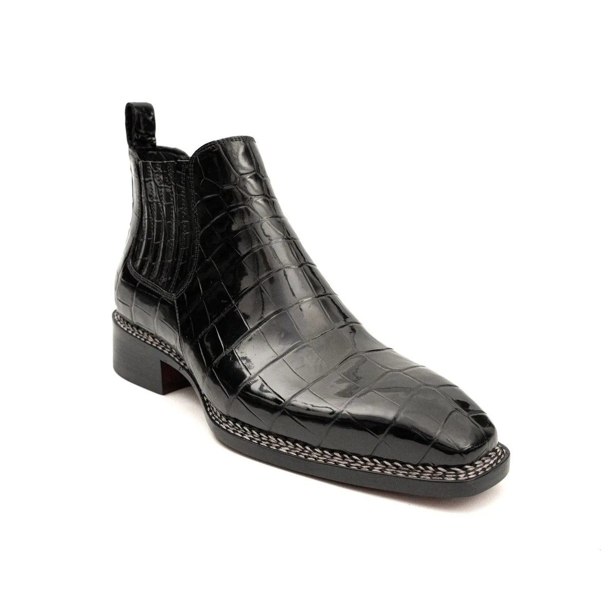 Black Crocodile Leather Chelsea Boots