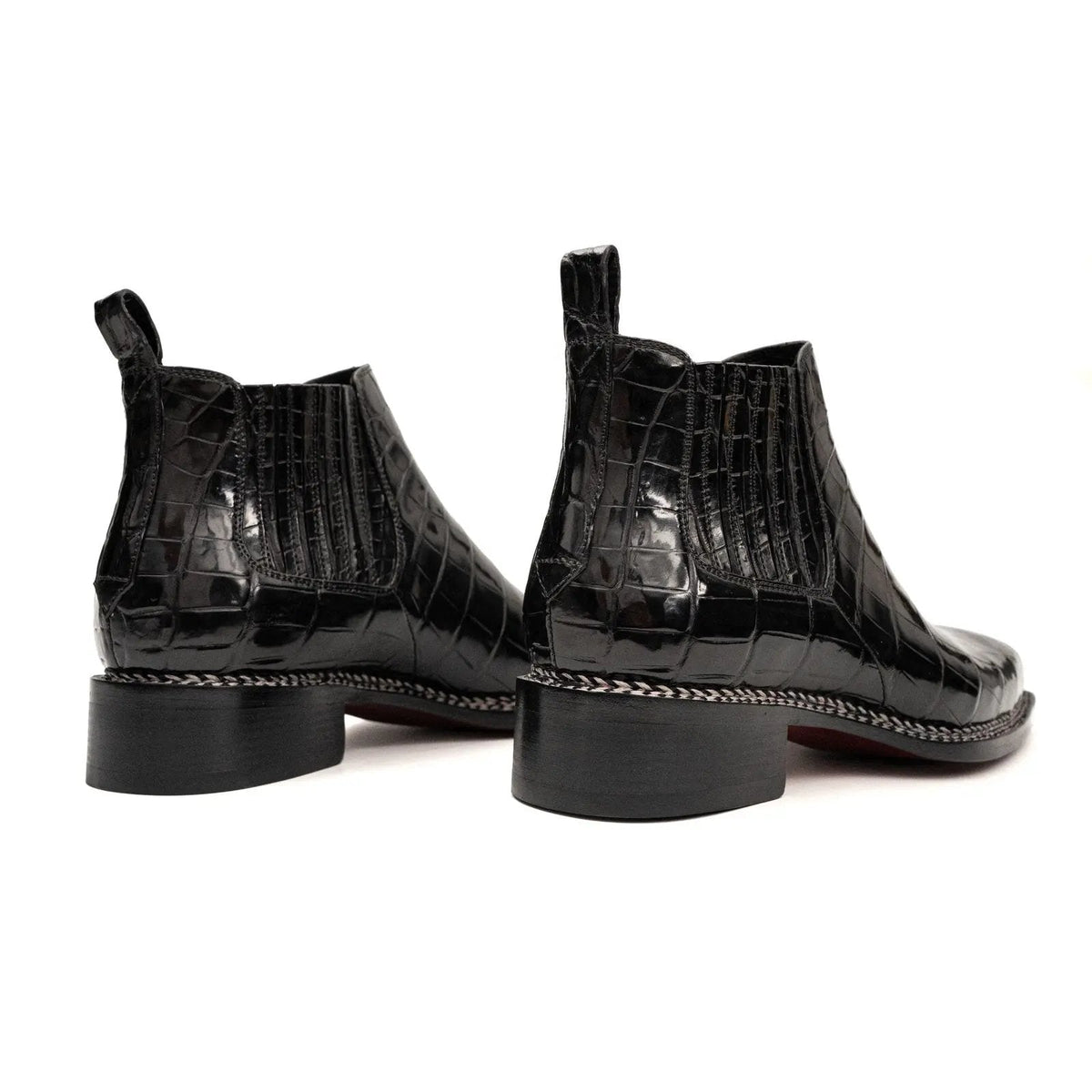 Black Crocodile Leather Chelsea Boots