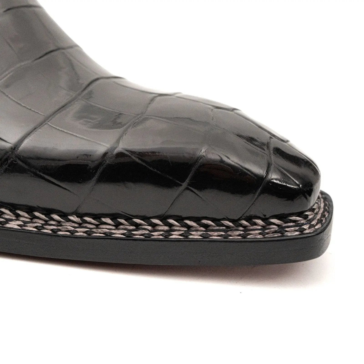 Black Crocodile Leather Chelsea Boots