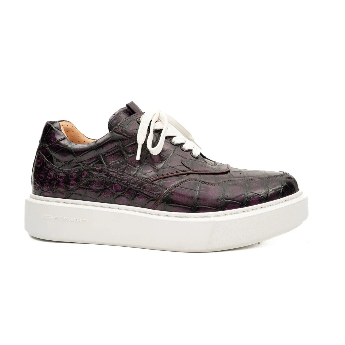 Purple Crocodile Leather Sneakers
