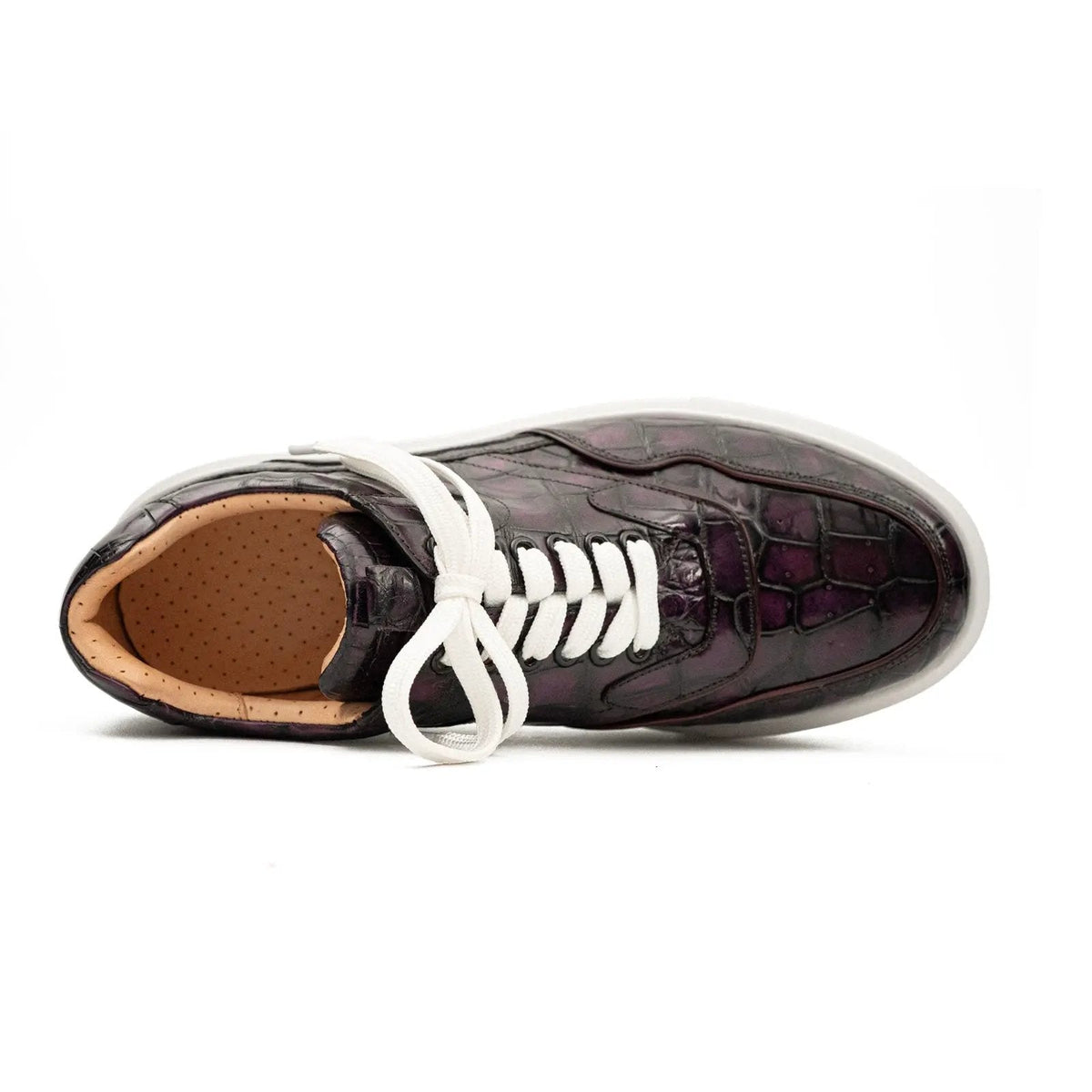 Purple Crocodile Leather Sneakers