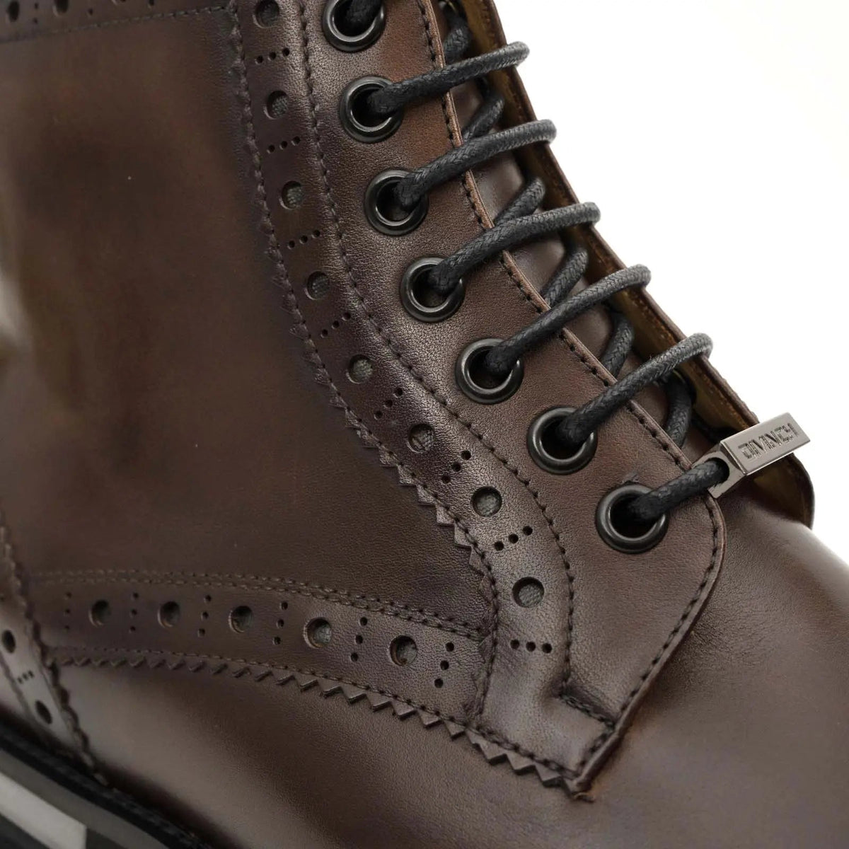 Brown Wingtip Cow Leather Ankle Boots