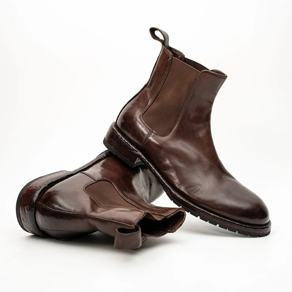 Brown Plain-Toe Cow Leather Chelsea Boots