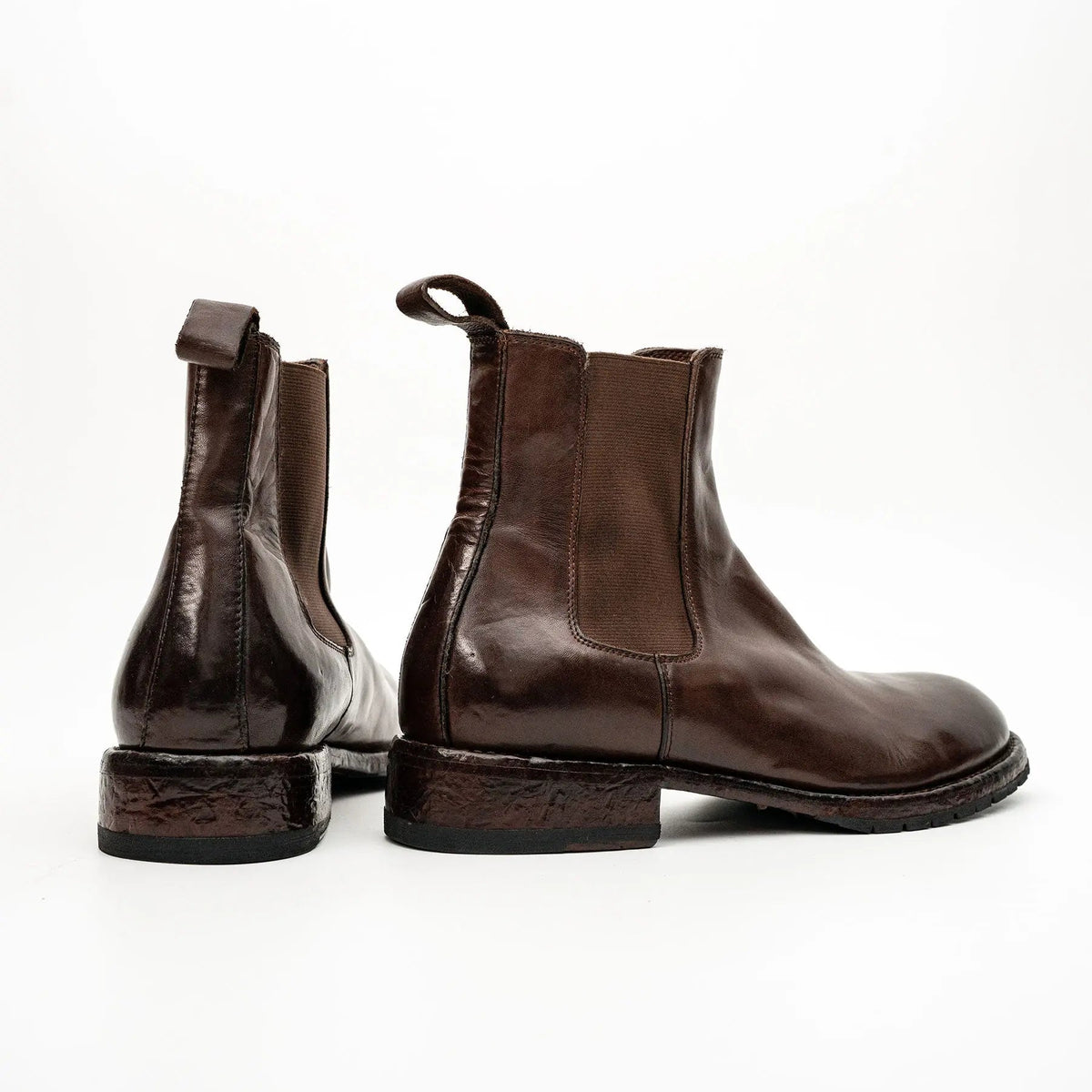 Brown Plain-Toe Cow Leather Chelsea Boots