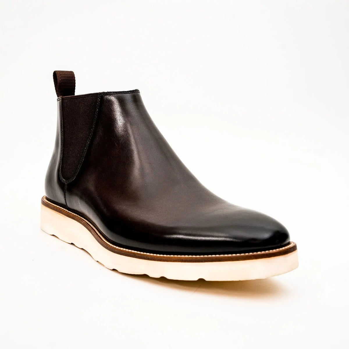 Dark Brown Plain-Toe Cow Leather Chelsea Boots