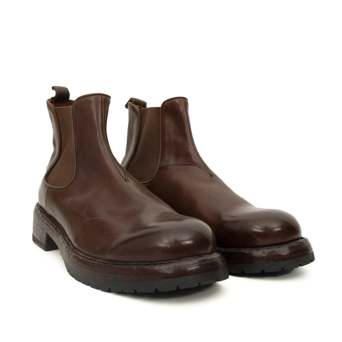 Brown Plain-Toe Cow Leather Chelsea Boots