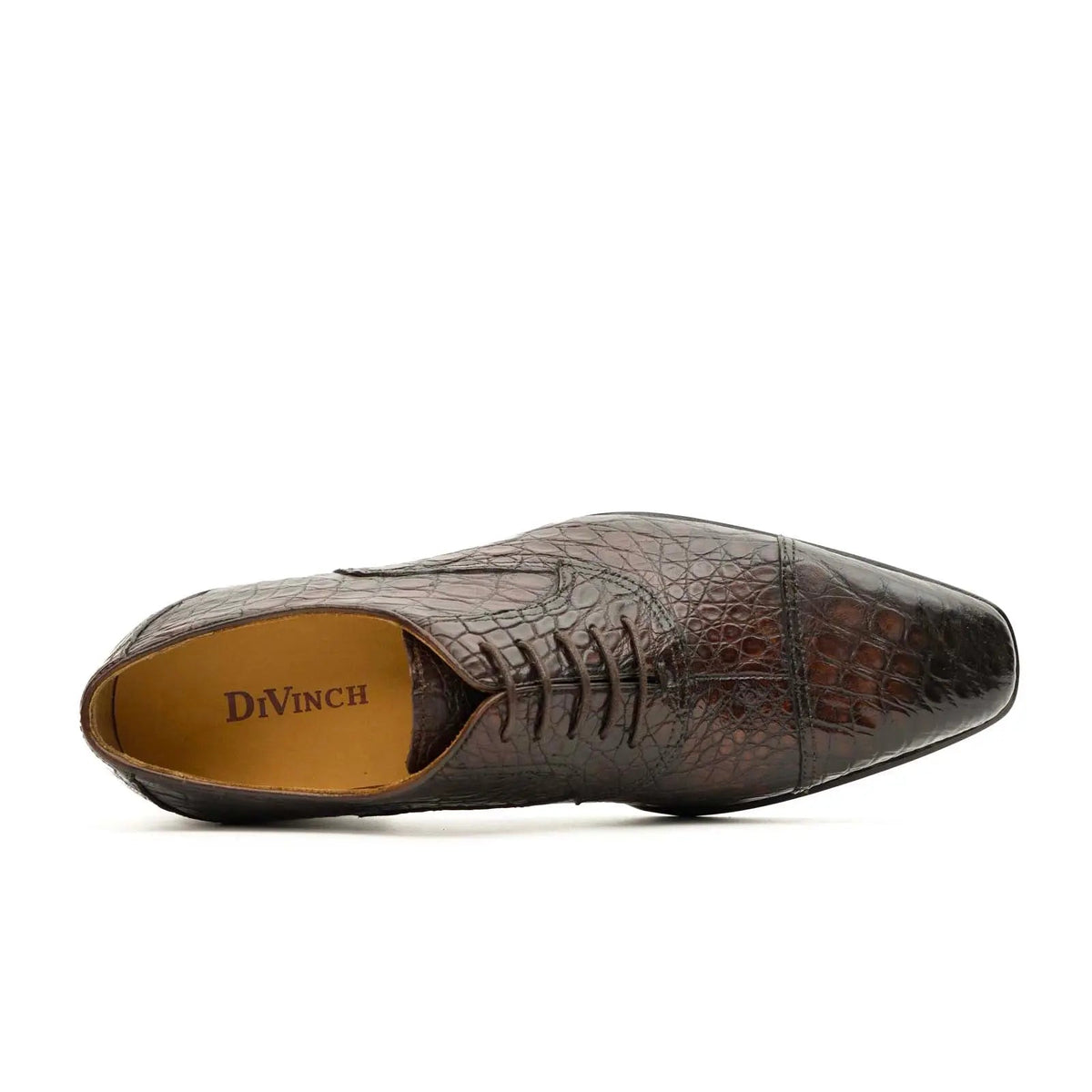 Dark Brown Textured Cap-Toe Oxford Shoe with Block Heel