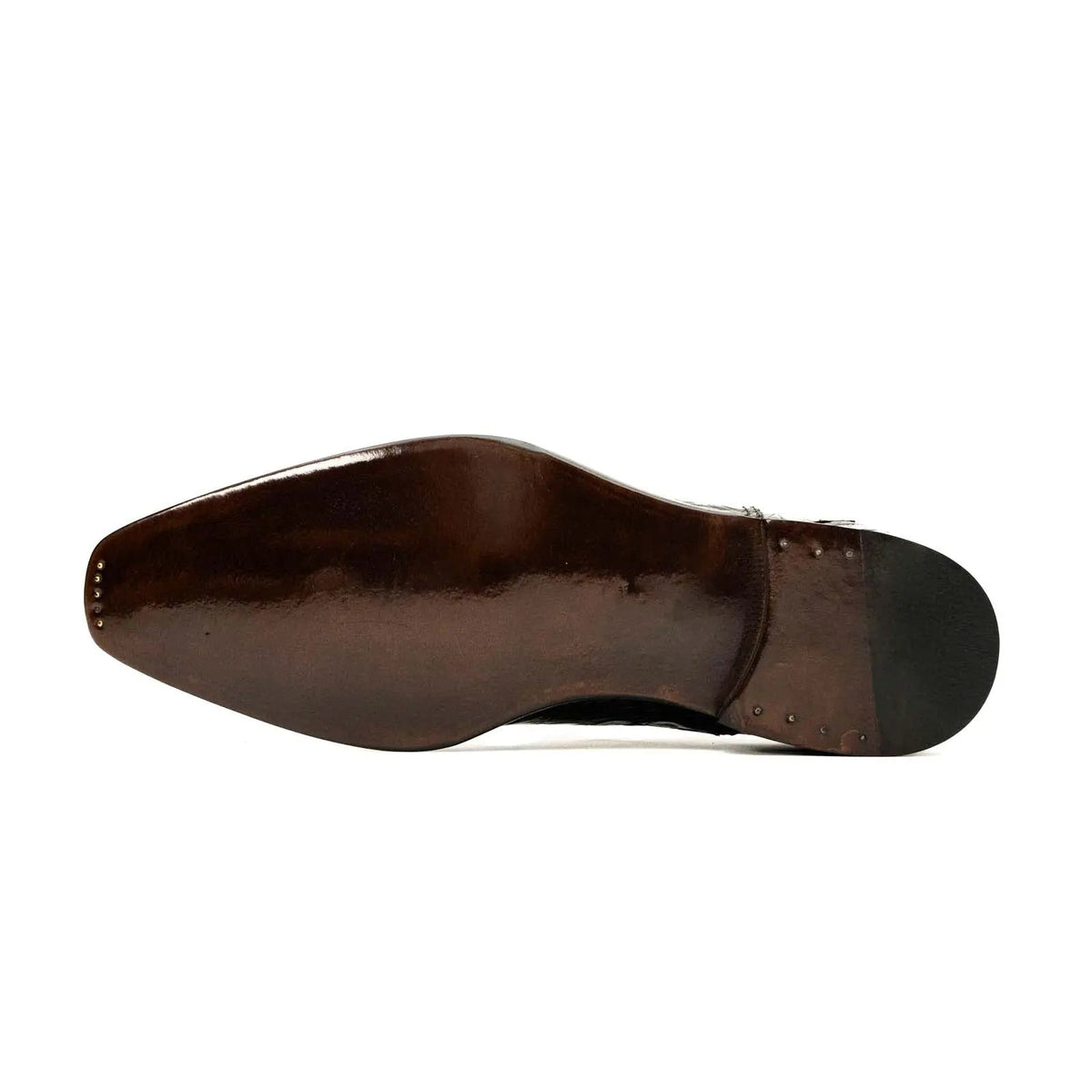 Dark Brown Textured Cap-Toe Oxford Shoe with Block Heel