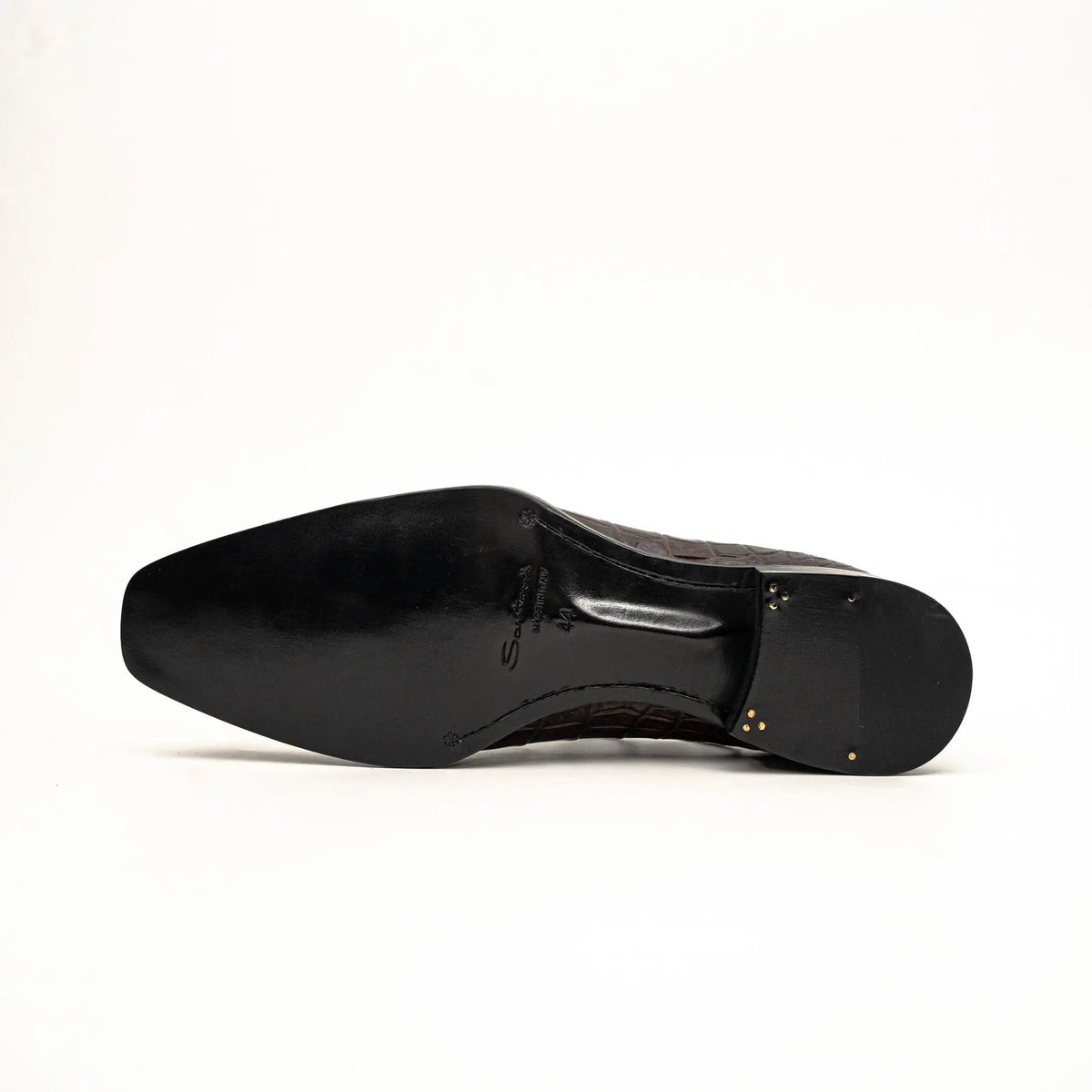 Dark Brown Plain-Toe Crocodile Leather Derby Shoes