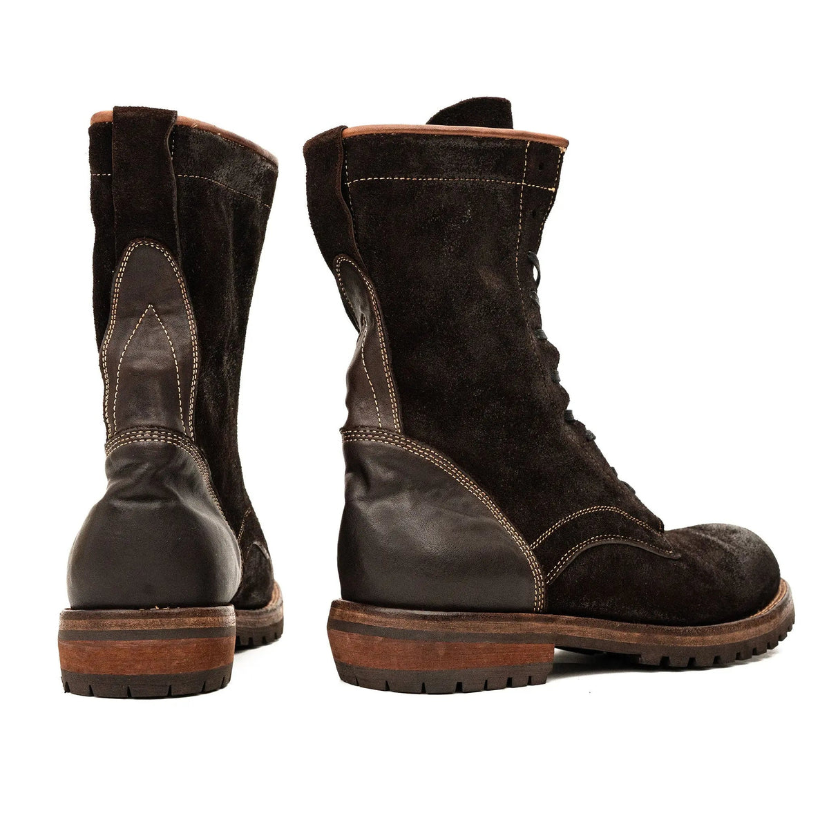 Dark Brown Plain-Toe Suede Leather Ankle Boots