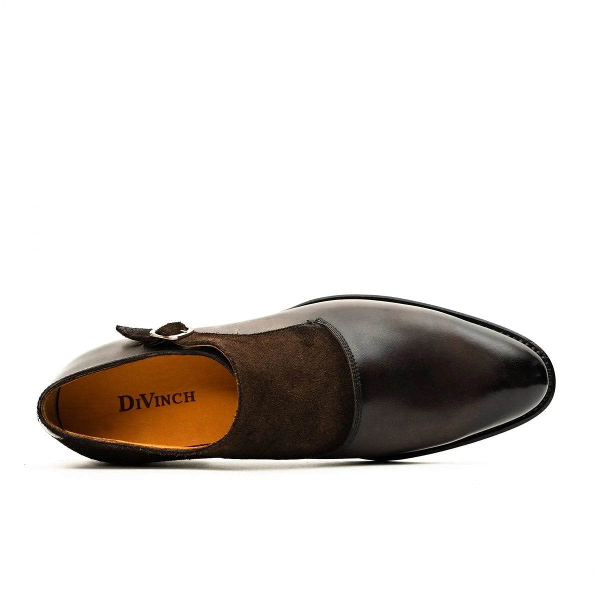 Dark Brown Plain-Toe Cow Leather Monk Shoes