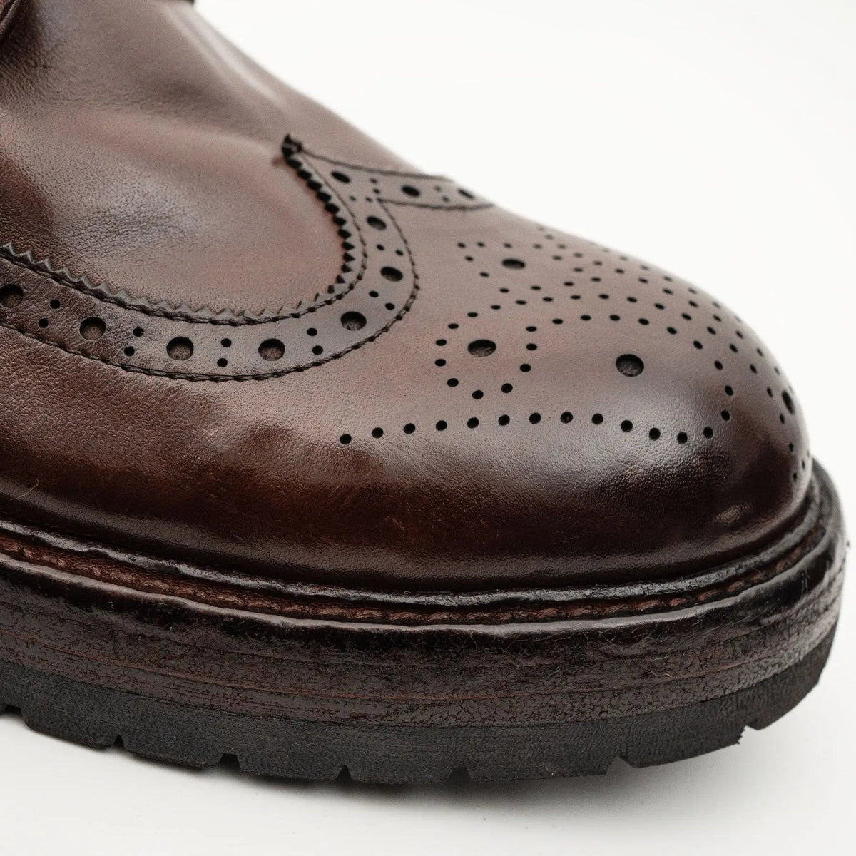 Brown Wingtip Cow Leather Ankle Boots
