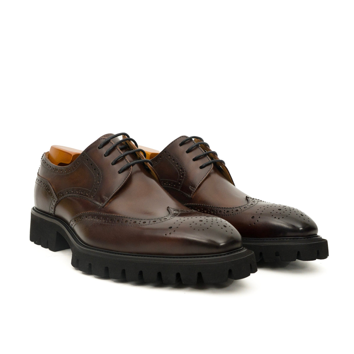 Dark Brown Wingtip Cow Leather Derby Shoes