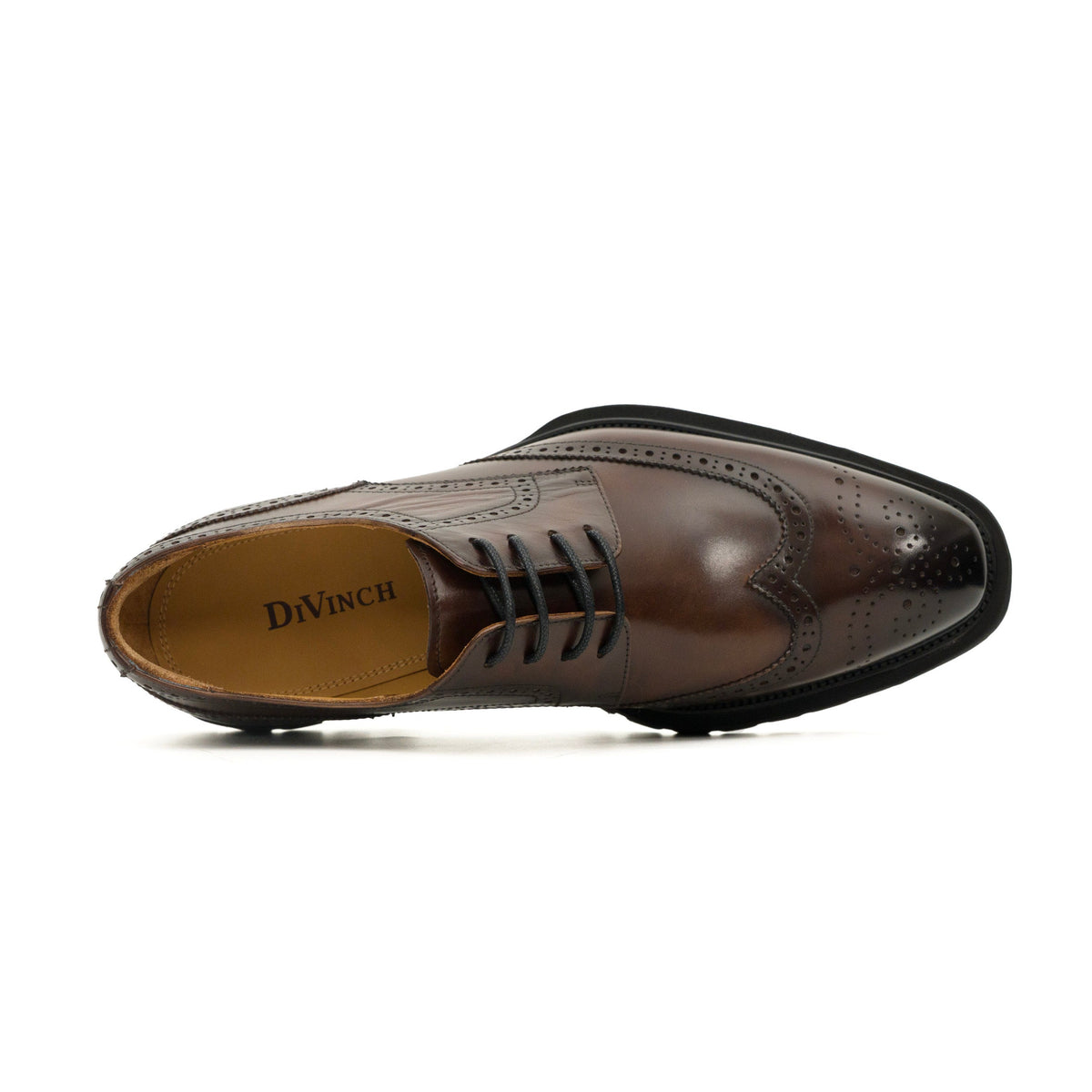 Dark Brown Wingtip Cow Leather Derby Shoes